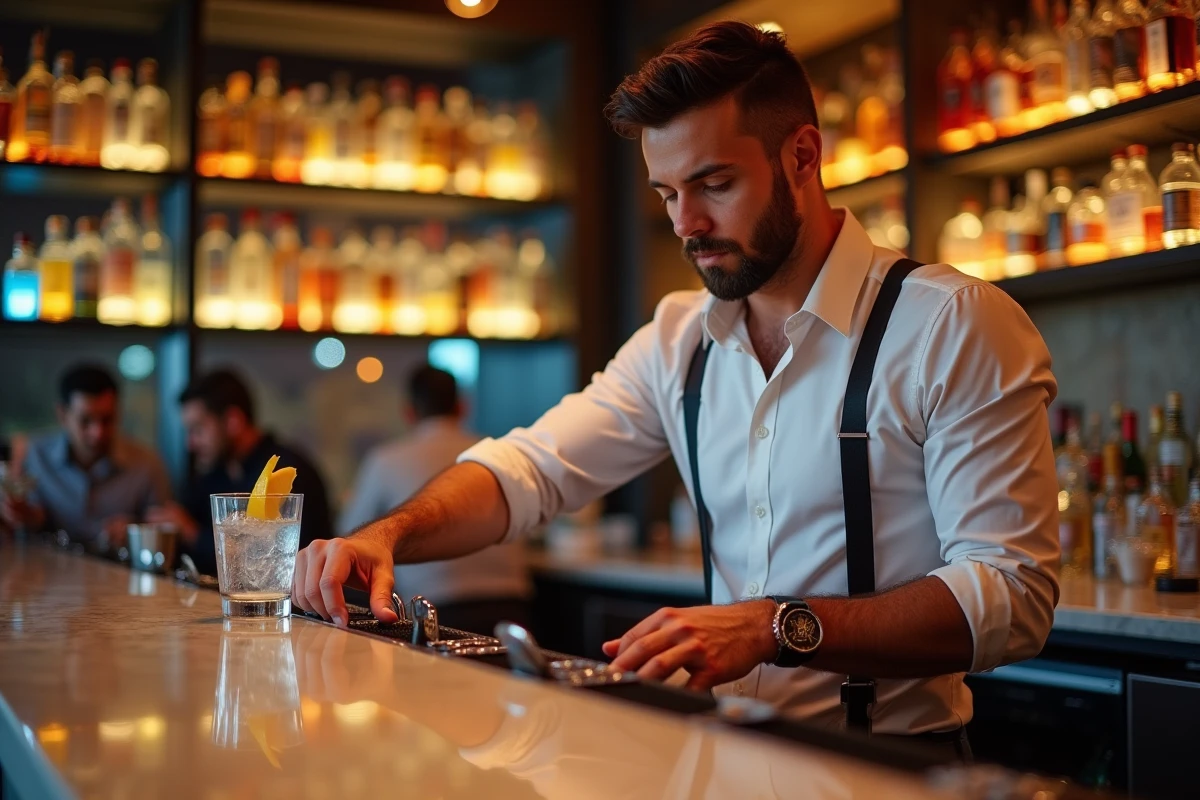 Barman en train de préparer un cocktail dans un club de Paceville