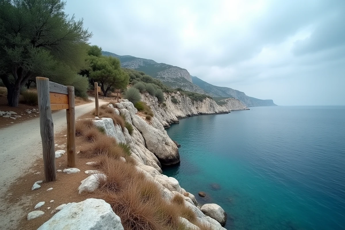 Côte rocheuse sauvage et déserte de Zakynthos en basse saison avec mer turquoise et falaises calcaires