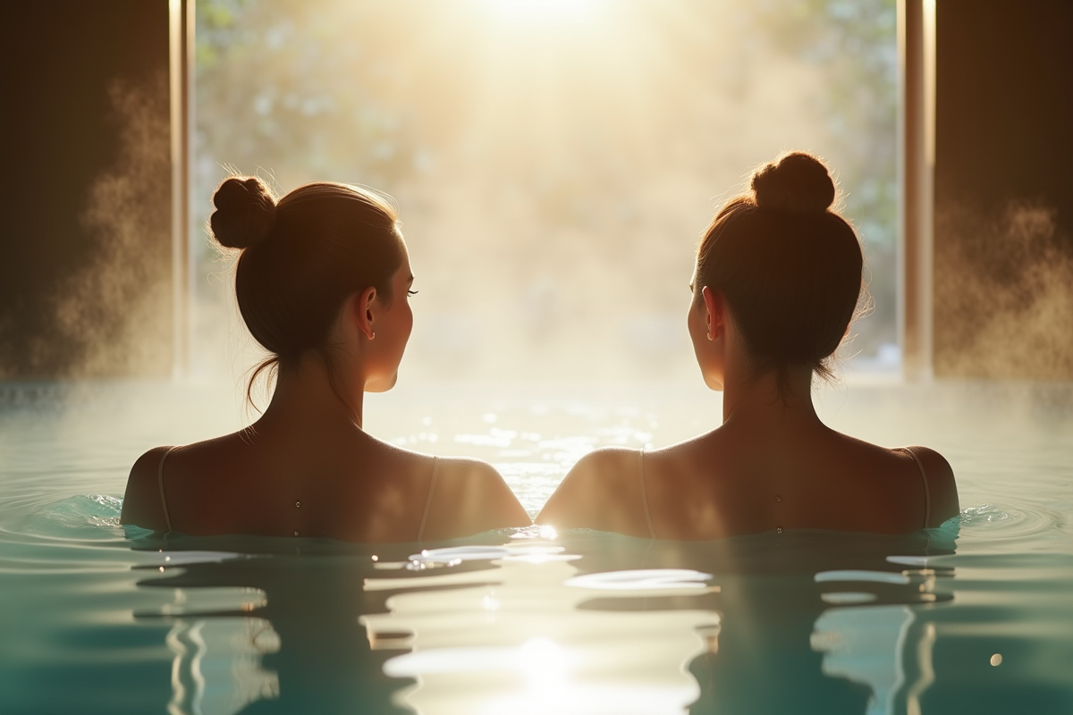 Couple se relaxant dans un spa apaisant