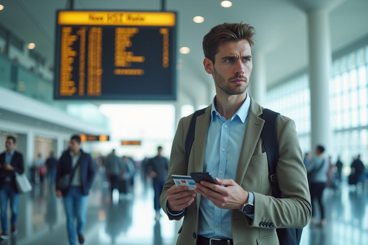 Jeune homme avec carte d