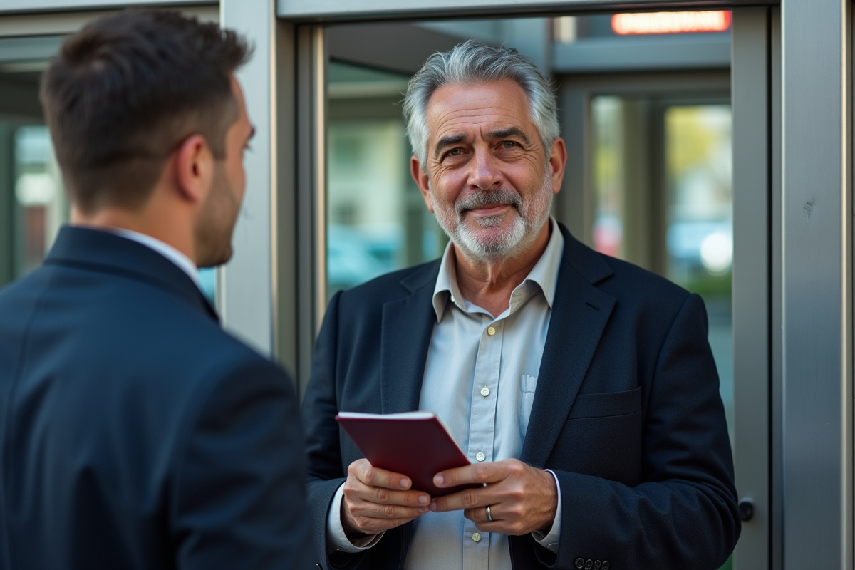 Homme présentant son passeport au contrôle frontière