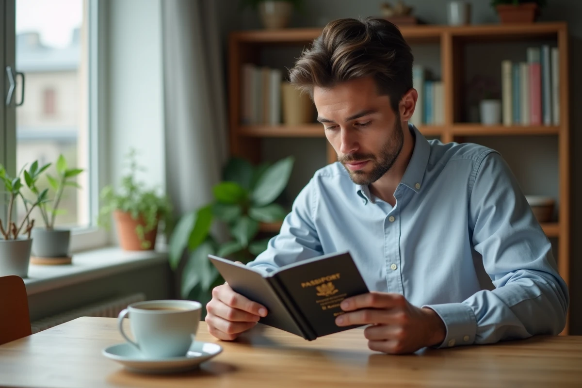 Jeune homme vérifiant la date d