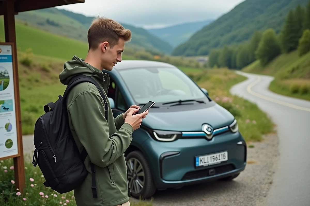 Jeune homme utilisant son smartphone près d