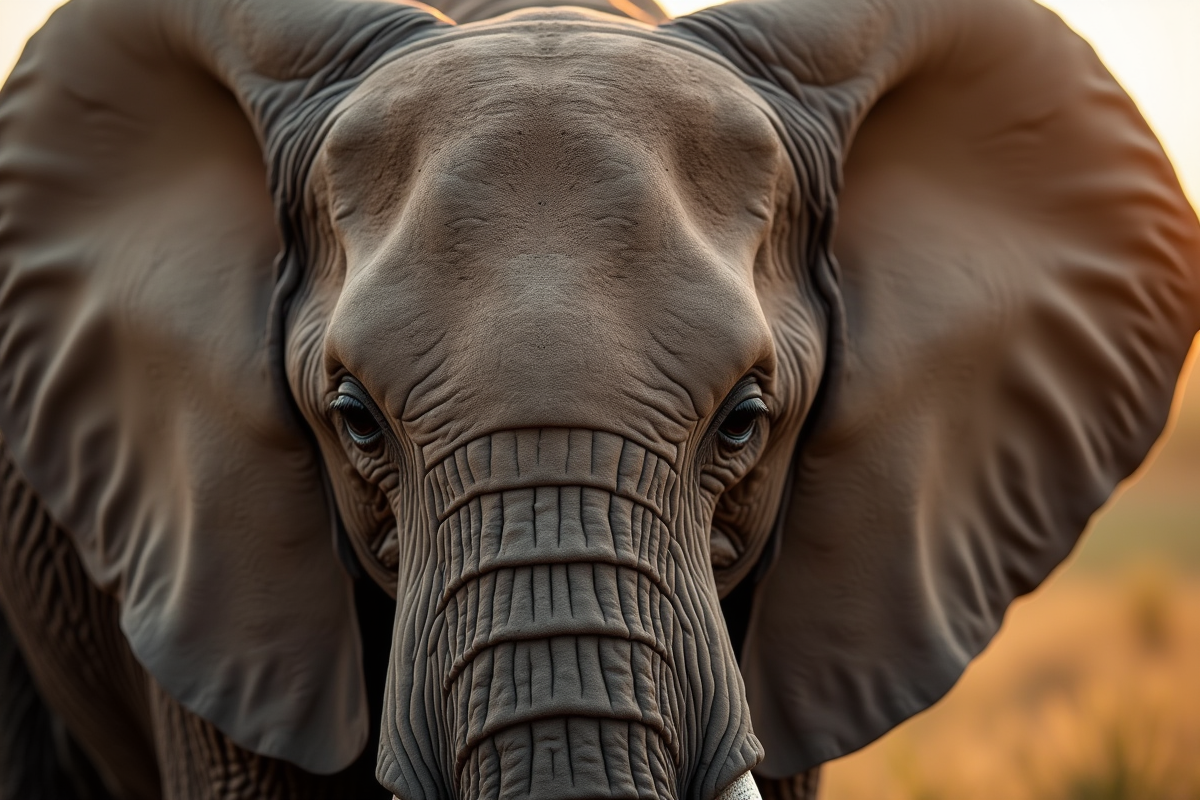 Portrait rapproché d’un éléphant africain avec regard expressif